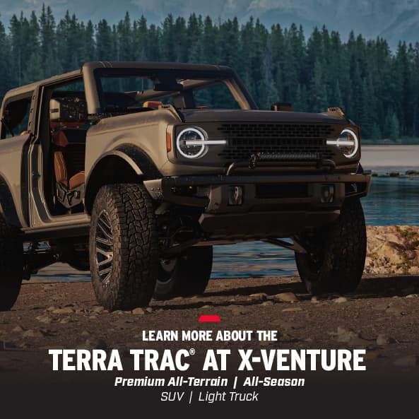 image of a Ford Bronco with Hercules Tire TerraTrac® AT X-Venture tires installed